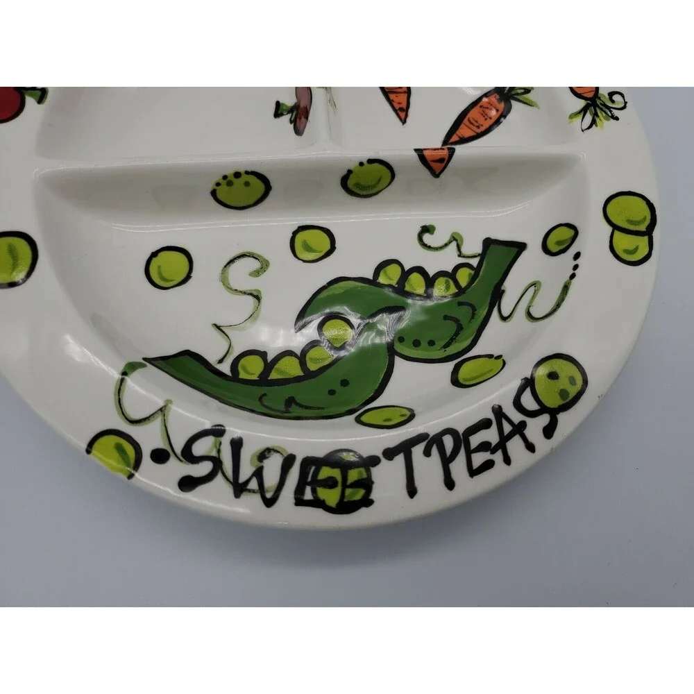 T Cabells Too Child's Divided Plate Magnolia Lane Applesauce Carrots Sweet Peas